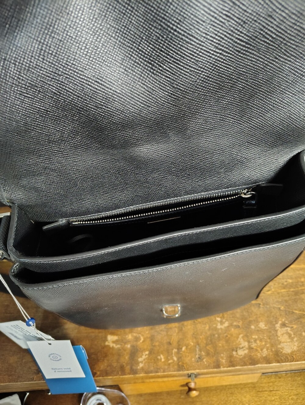 Prada Black Textured Leather Crossbody Bag with Buckle Detail - Picture 6 of 16